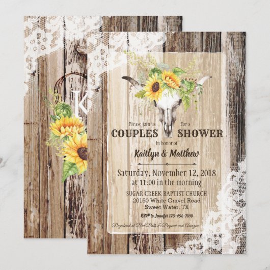 Zonnebloem Koe schedel schuur hout rustiek Vrijgez Kaart (Voorkant / Achterkant)