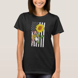 Zonnebloem Koe Vaars Usa Vlag Boer Rancher Ameri T-shirt
