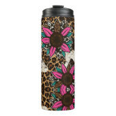 Zonnebloem Koe Western Luipaardprint Thermosbeker (Voorkant)