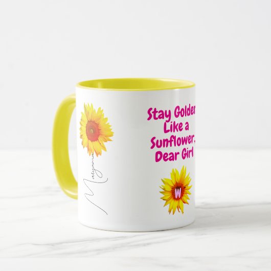 Zonnebloem Koffie Mok Gift voor Meisjes (Unique Qu (Voorkant links)