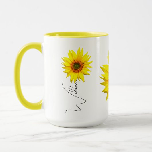 Zonnebloem Koffie Mok (Naam & Monogrammed initiaal (Links)