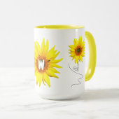 Zonnebloem Koffie Mok (Naam & Monogrammed initiaal (Voorkant rechts)