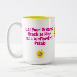 Zonnebloem Koffiemok (Motiverende Spreuk voor Haar Tweekleurige Koffiemok