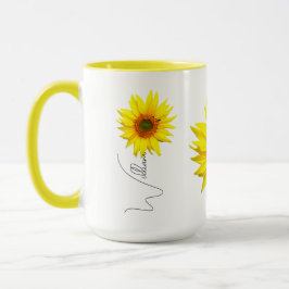 Zonnebloem Koffiemok (Naam & geïnitialiseerd) Mok