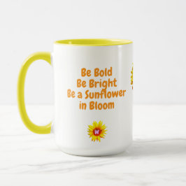 Zonnebloem koffiemok voor haar (naam initiaal spre mok