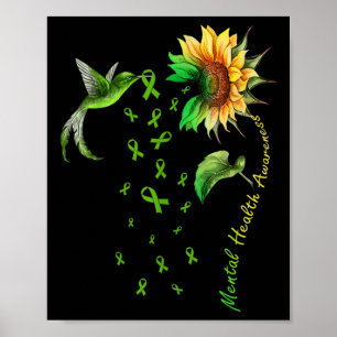 Zonnebloem kolibrie lint geestelijke gezondheid Aw Poster
