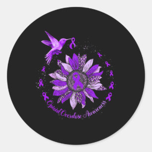 Zonnebloem kolibrie Paarse lint opioïde overdos Ronde Sticker