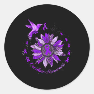Zonnebloem kolibrie Paarse lint overdosis warri Ronde Sticker