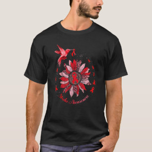 Zonnebloem kolibrie rode slag krijger t-shirt