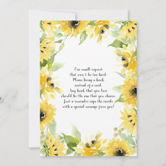 Zonnebloem Kom en ga Baby shower Uitnodiging (Achterkant)