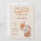 Zonnebloem konijn verjaardag kaart (Voorkant)