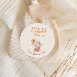 Zonnebloem konijn verjaardag ronde sticker