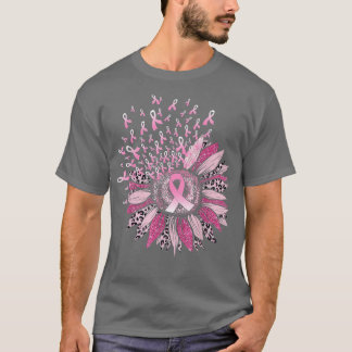 Zonnebloem Koolstofluipaard Roze Borstkanker Aware T-shirt