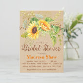 Zonnebloem Kraft Bruiloft Uitnodiging (Staand voorkant)