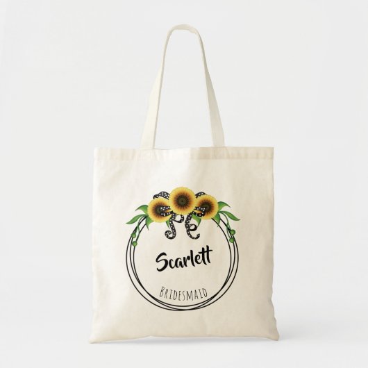Zonnebloem krans bruidsmeisje tote bag (Voorkant)