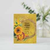 Zonnebloem Krans met Bijbelvers Briefkaart (Staand voorkant)