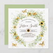 Zonnebloem Krans met Mooie Vlinders Baby Shower Kaart (Voorkant / Achterkant)