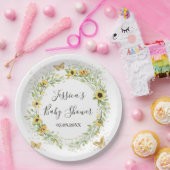 Zonnebloem Krans met Mooie Vlinders Baby Shower Papieren Bordje (Feest)