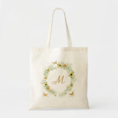 Zonnebloem Krans Persoonlijk Initiaal Tote Bag (Voorkant)