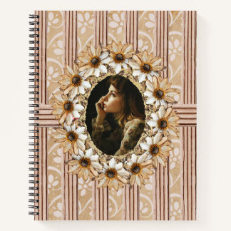 Zonnebloem krans rustiek notitieboek