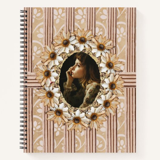 Zonnebloem krans rustiek notitieboek (Voorkant)