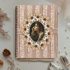 Zonnebloem krans rustiek notitieboek