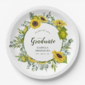 Zonnebloem krans Script Graduation Party Papieren Bordje (Voorkant)