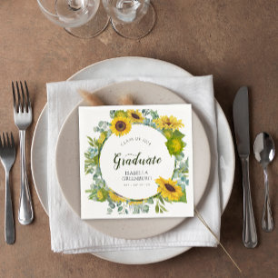 Zonnebloem krans Script Graduation Party Servet