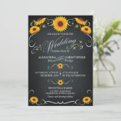 Zonnebloem krijtbord Bloemen  Bold Bruiloft Kaart (Staand voorkant)