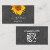 Zonnebloem krijtbord bruiloft website invoegen informatiekaartje (Voorkant / Achterkant)