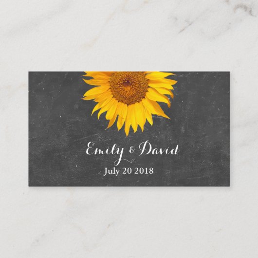 Zonnebloem krijtbord bruiloft website invoegen informatiekaartje (Voorkant)