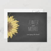 Zonnebloem krijtbord rustieke bruiloft opslaan van aankondigingskaart (Voorkant / Achterkant)