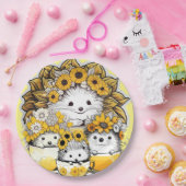 Zonnebloem kronen egel picknick papieren bordje (Feest)