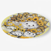 Zonnebloem kronen egel picknick papieren bordje (Gekanteld)