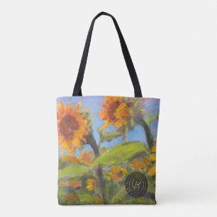 Zonnebloem Kruistas met zwarte Logo Tote Bag