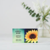 zonnebloem kunst aangepast visitekaartje blauw en (Staand voorkant)