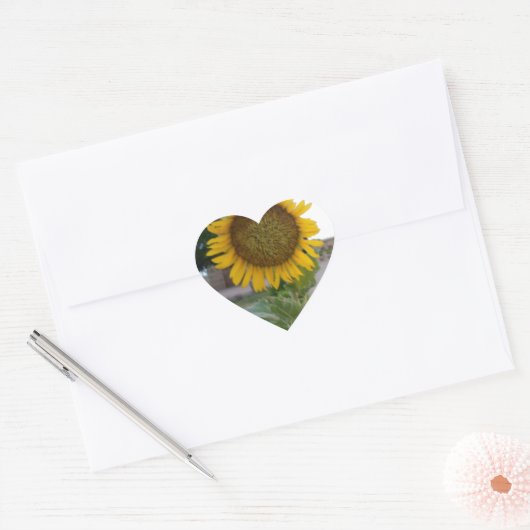 Zonnebloem Kunst Afdrukken Hart Sticker (Envelop)