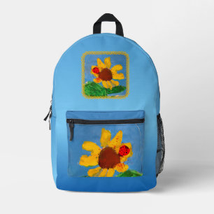 Zonnebloem "Kunst door kinderen" Bedrukte Rugzak