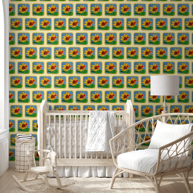 Zonnebloem Kunst door Kinderen Behang (Kinderen)