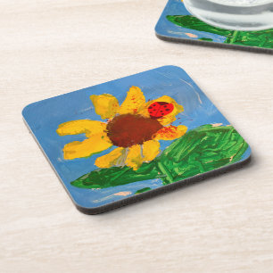 Zonnebloem "Kunst door kinderen" Bier Onderzetter