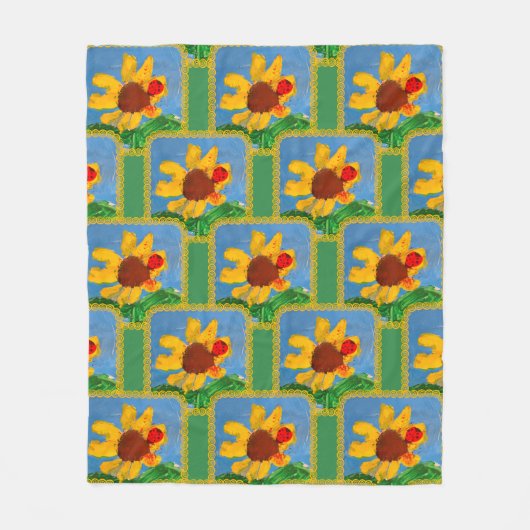 Zonnebloem "Kunst door kinderen" Fleece Deken (Voorkant)