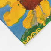 Zonnebloem "Kunst door kinderen" Fleece Deken (Hoek)