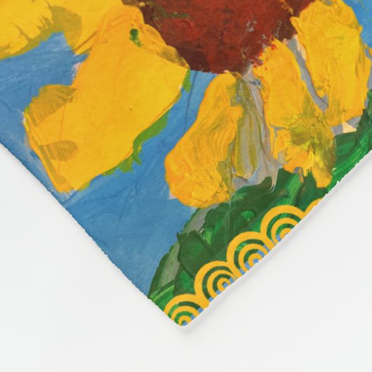Zonnebloem "Kunst door kinderen" Fleece Deken (Hoek)