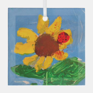 Zonnebloem "Kunst door kinderen" Glas Ornament