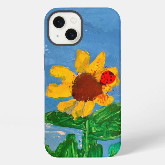 Zonnebloem "Kunst door kinderen" iPhone Hoesje (Achterkant)