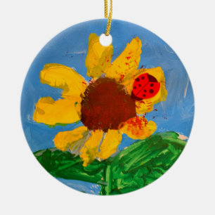 Zonnebloem "Kunst door kinderen" Keramisch Ornament