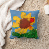 Zonnebloem "Kunst door kinderen" Kussen (Deken)