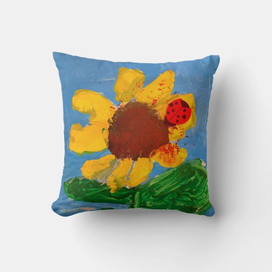 Zonnebloem "Kunst door kinderen" Kussen (Voorkant)