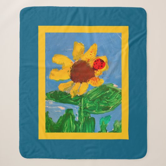 Zonnebloem "Kunst door kinderen" Sherpa Deken (Voorkant)
