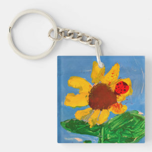 Zonnebloem "Kunst door kinderen" Sleutelhanger